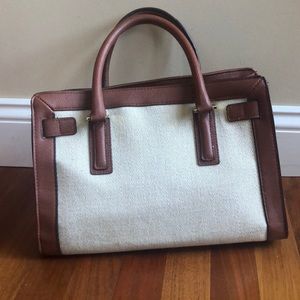 Merona Tan and Brown Woven Satchel Purse